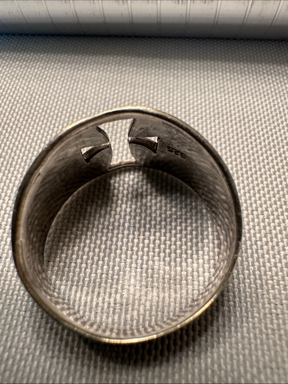 Sterling Silver Men’s Cross Signet Ring - Silver - Picture 3 of 4